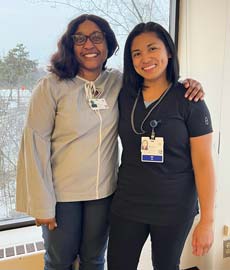 Dr. Ndolo Njie-Mokonya (left) and Aprilline Mae Golocan (right) from The Ottawa Hospital discuss the meaningful impact that internationally educated nurses are making as a result of the Supervised Practice Experience Partnership program.