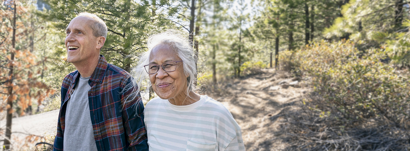 Older couple hiking